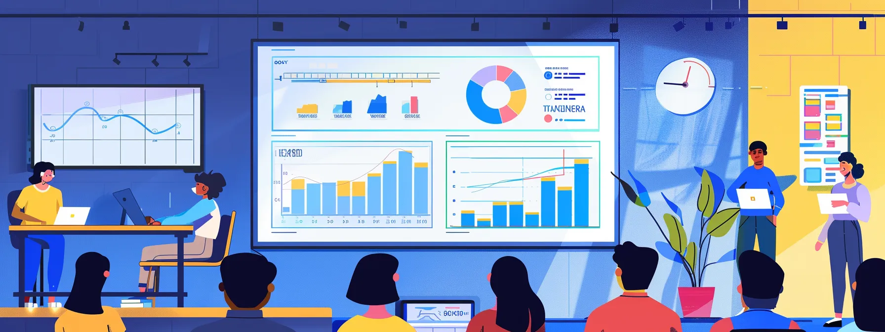 a group of home builders analyzing data on facebook's advertising platform, surrounded by graphs and charts, showcasing their insightful marketing strategy.