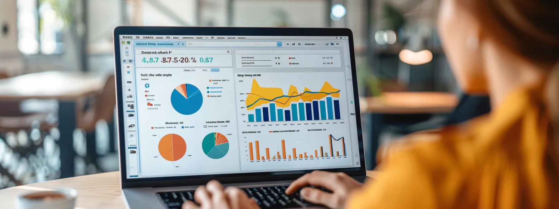 a laptop screen displaying a keyword research tool with highlighted long-tail keywords and competitor analysis charts, showcasing targeted niche audience opportunities and competitive edge insights for home builders' online marketing strategy.