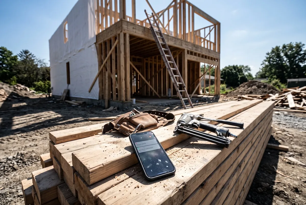 Speed to Lead: Why Builders Who Respond in 5 Minutes Win More Contracts 2 an active home construction site at midday